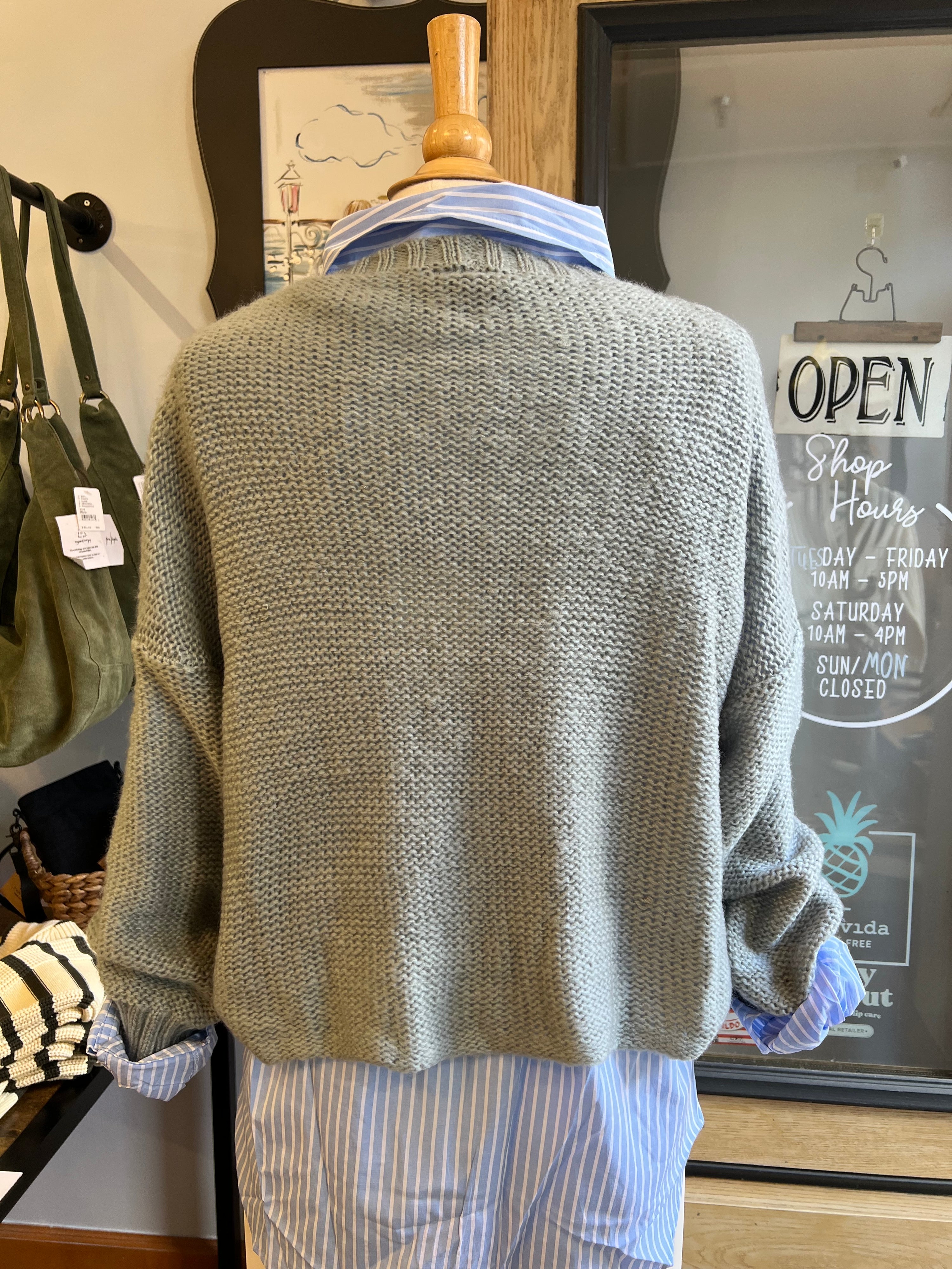 Wooden Ships Aspen Cropped Cable Crewneck Sweater