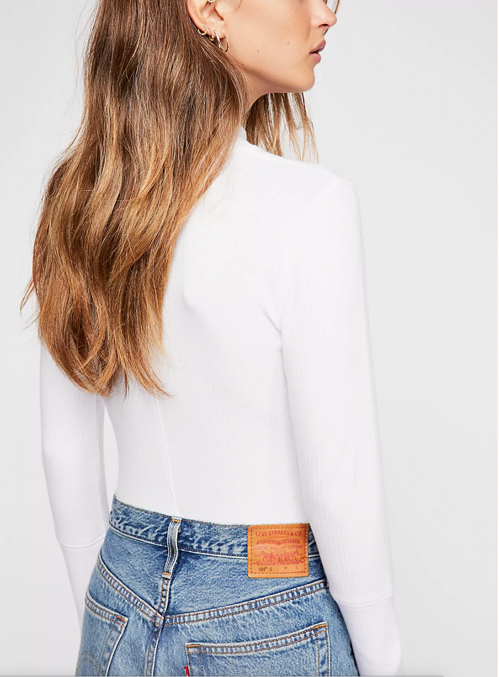 Free People Rickie Mock Turtleneck top in White