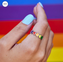 Load image into Gallery viewer, Rainbow Hearts Band Ring