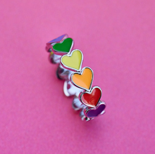 Load image into Gallery viewer, Rainbow Hearts Band Ring