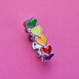 Rainbow Hearts Band Ring