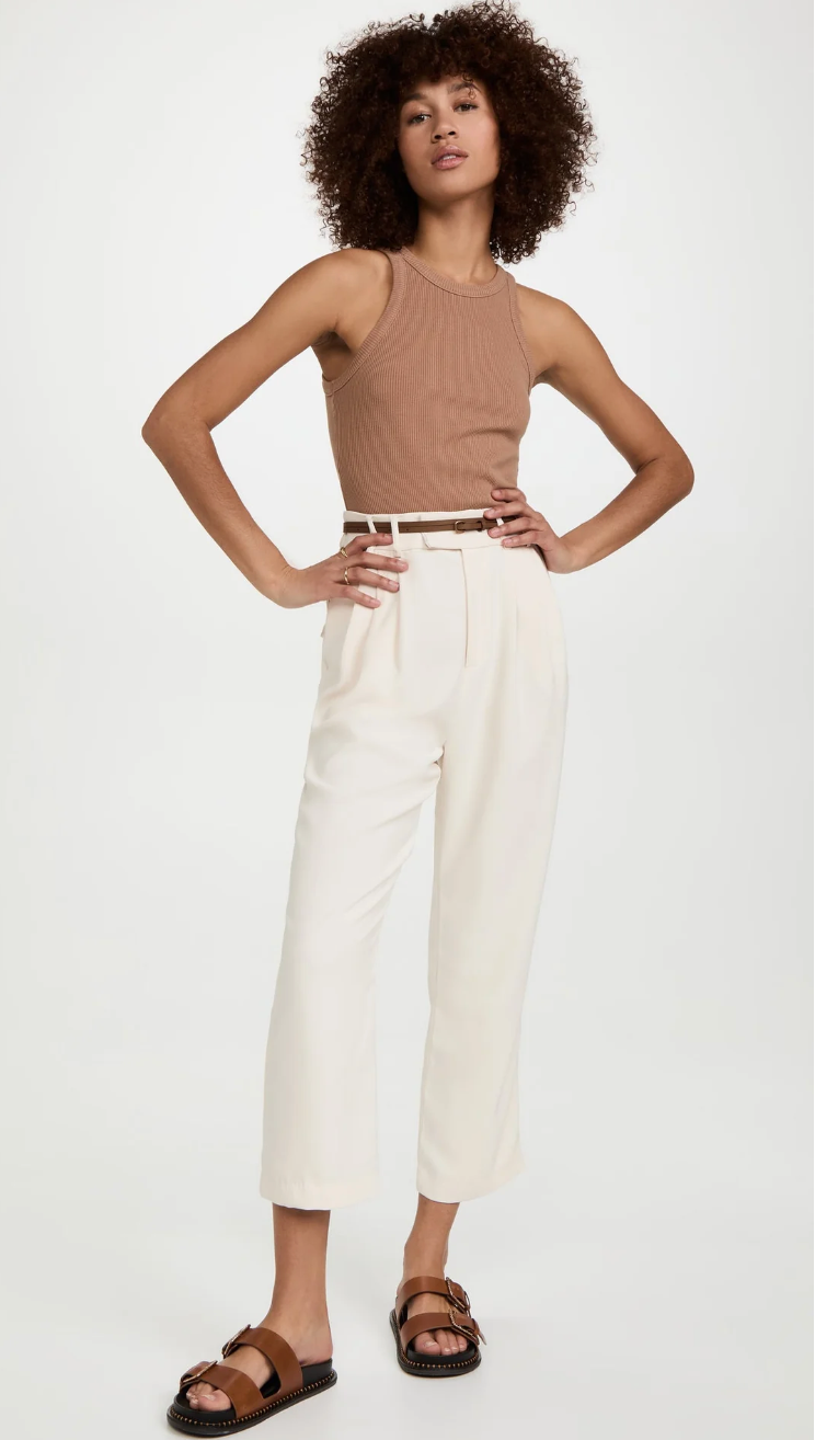 Steve Madden Cream Colored Pleated Front Farmers Market Ankle Pants