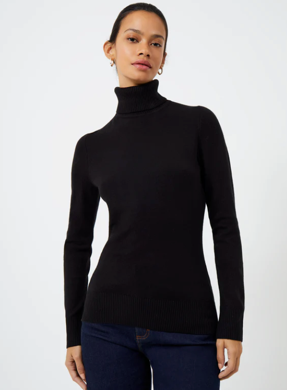 French Connection Babysoft Fitted Classic Black Turtleneck Sweater