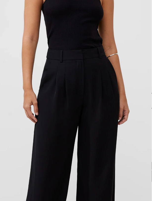 French Connection Wide Leg Black Harry Trouser Suiting Pants
