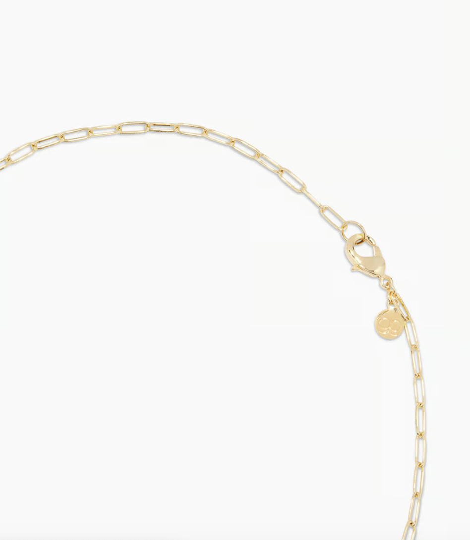 18" Gold gorjana Kara Padlock Charm paperclip chain Necklace