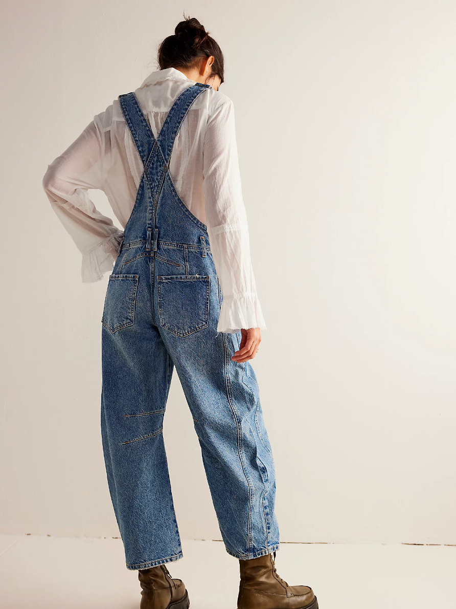 Free People Lucky You Overall Barrell jeans in Ultra Light Beam wash