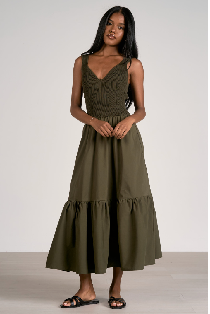 Rebecca Tiered Mix Knit Tank Dress