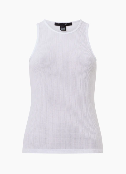 French Connection Tallie Textured Linen Racer Tank in White