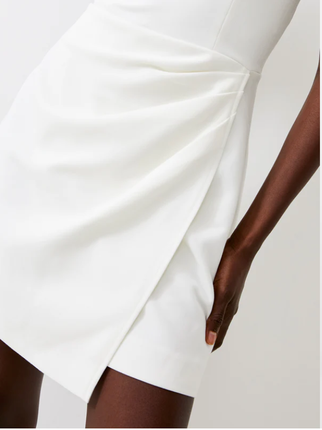 French Connection White Whisper Straight Neck Strappy Sleeveless Wrap Graduation Dress