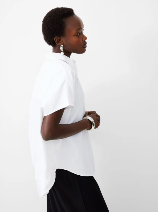 French Connection POPLIN Shirting Cap Sleeve Popover