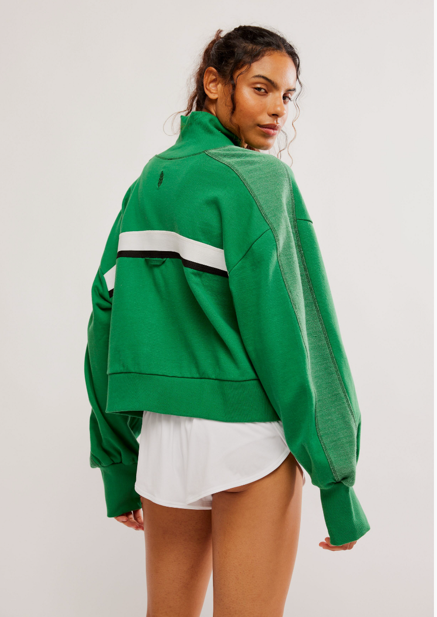 Free People Movement High Jump Zip Up sweatshirt in Heritage Green