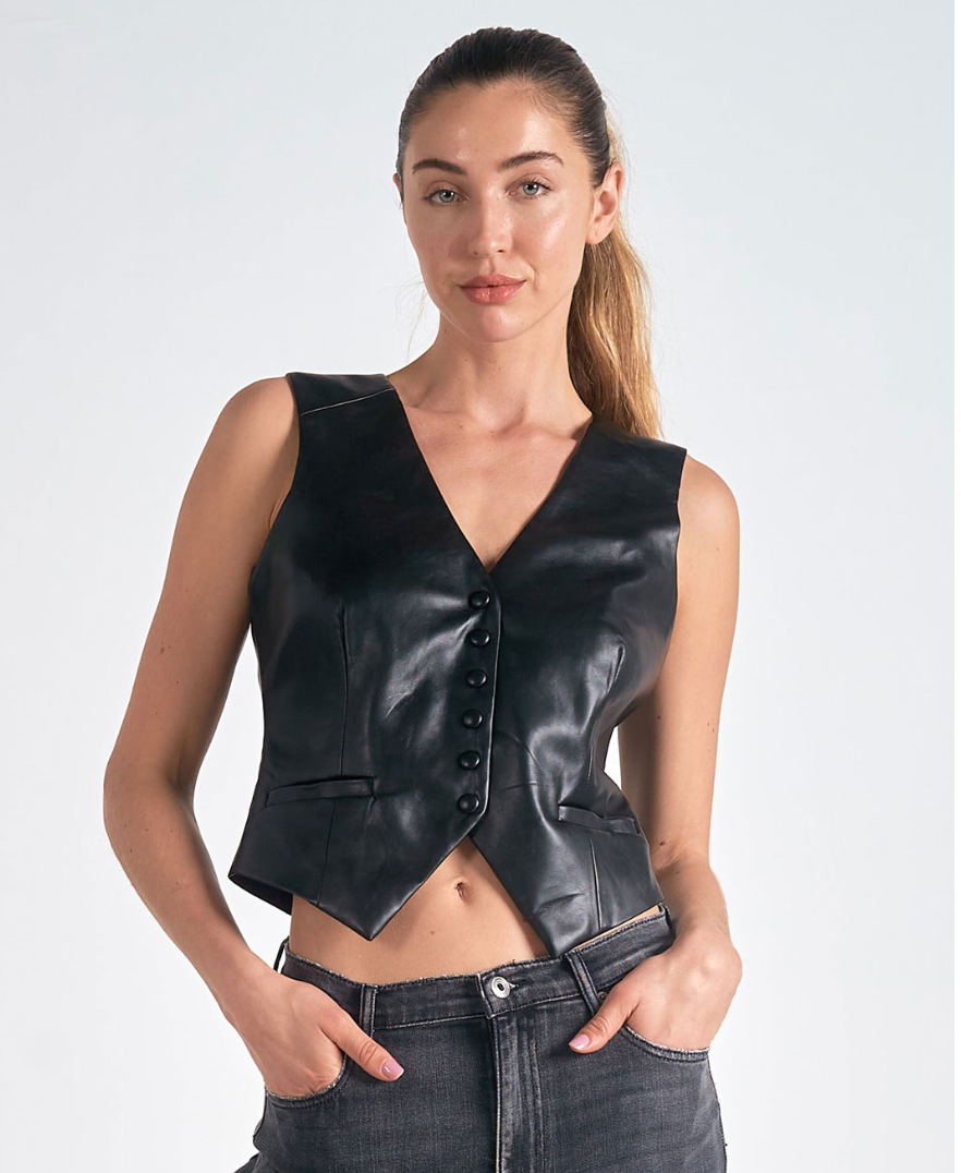 Elan Black Leather Lala Vest