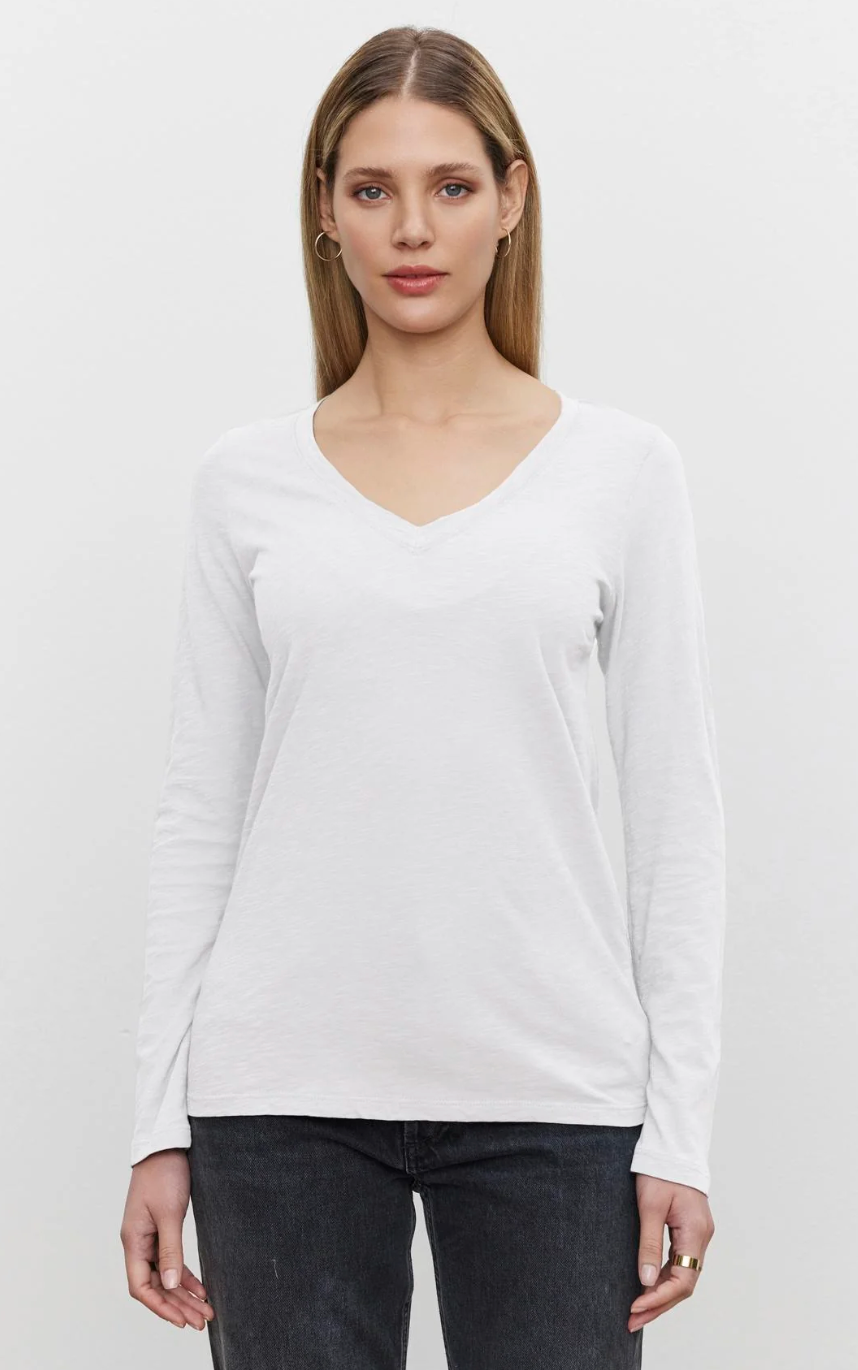 Velvet by Graham & Spencer Blaire Original Slub V-neck Long Sleeve tee