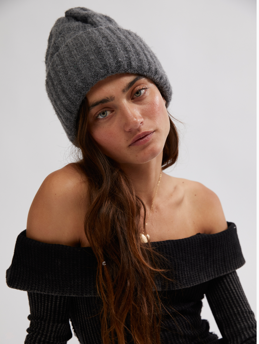 Free People Stretch Knit Coast Line Beanie Winter Hat