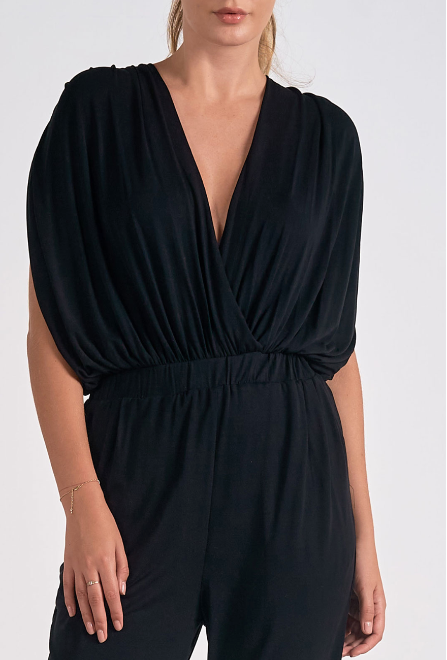 Elan Black V-neck Jumpsuit