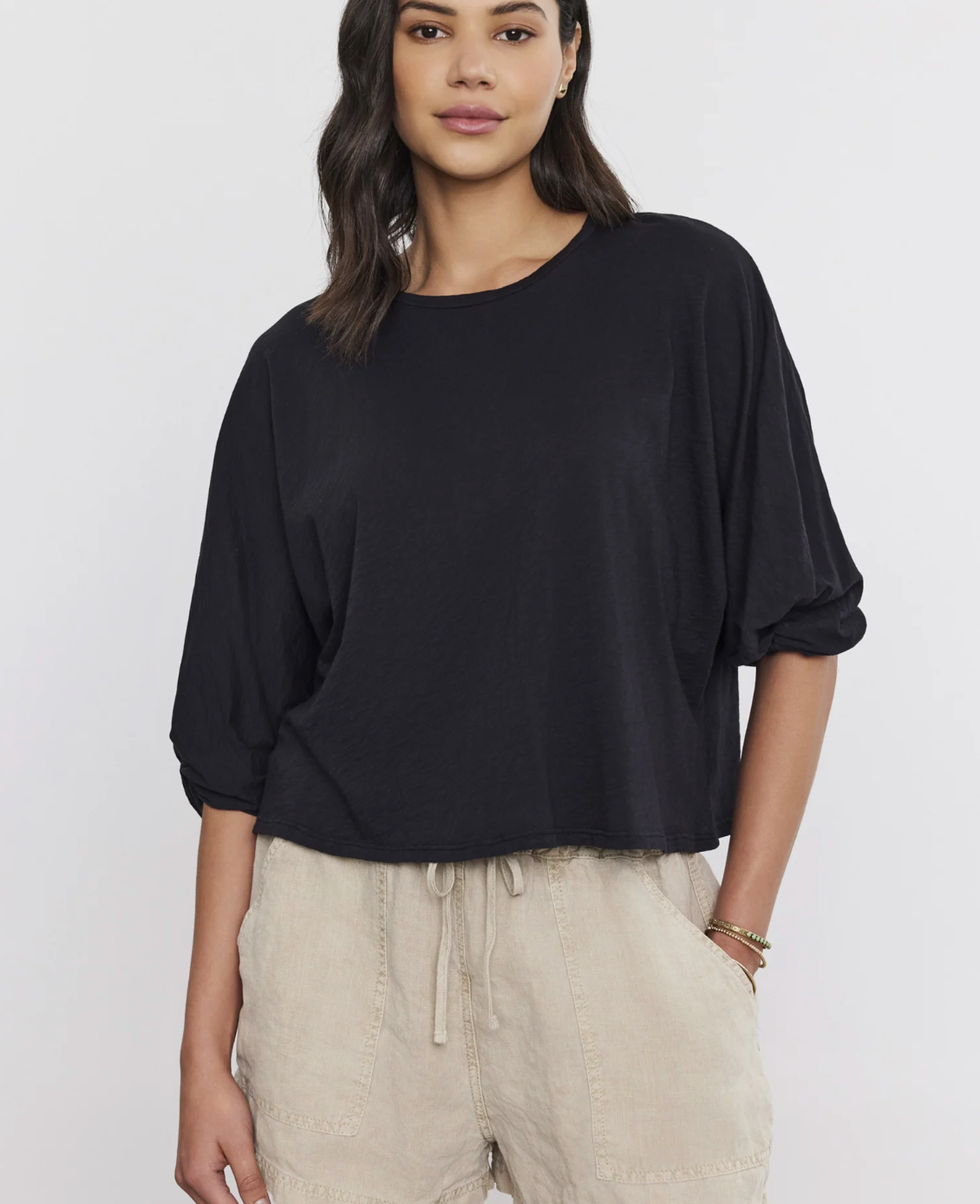 Velvet by Graham & Spencer AMARA Cotton Slub 3/4 Sleeve tee