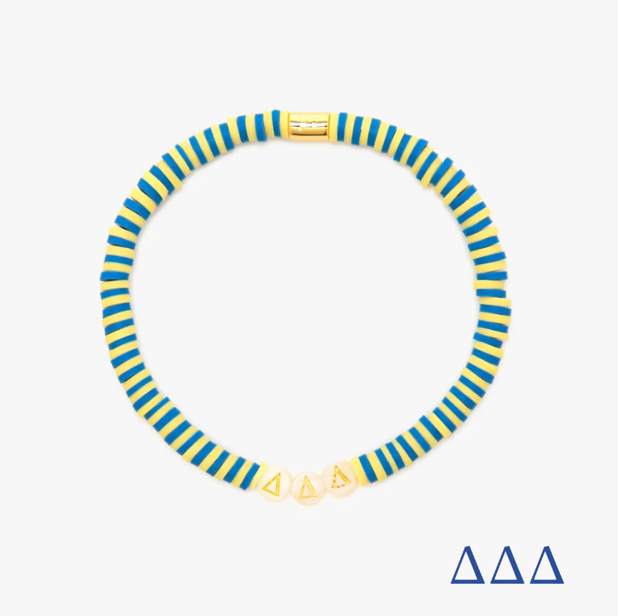 Sorority Vinyl disc Stretch Bracelets; Delta Delta Delta, Gamma Phi Beta, Kappa Kappa Gamma