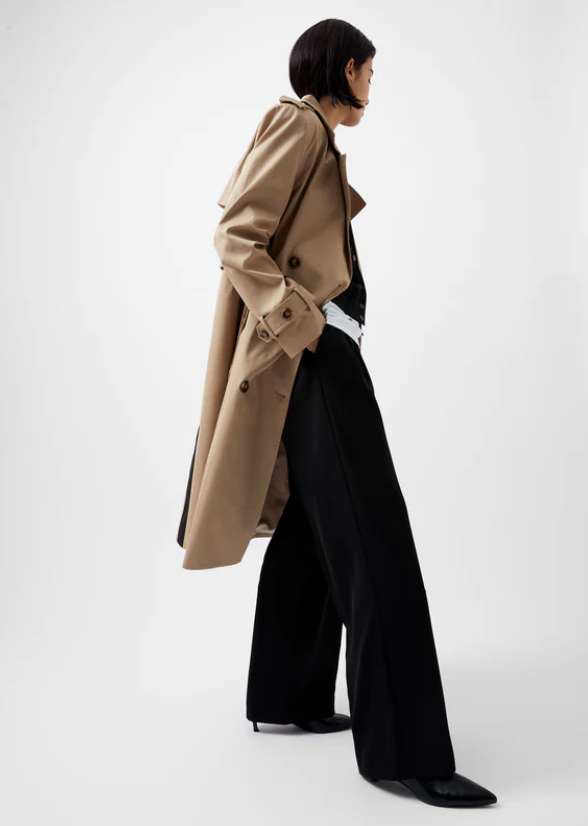 French Connection Coco Twill Trench Coat with back Stripe