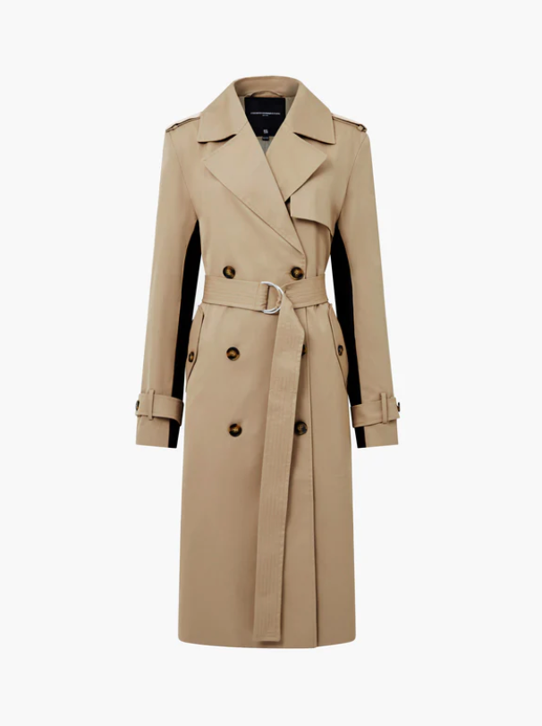 French Connection Coco Twill Trench Coat with back Stripe