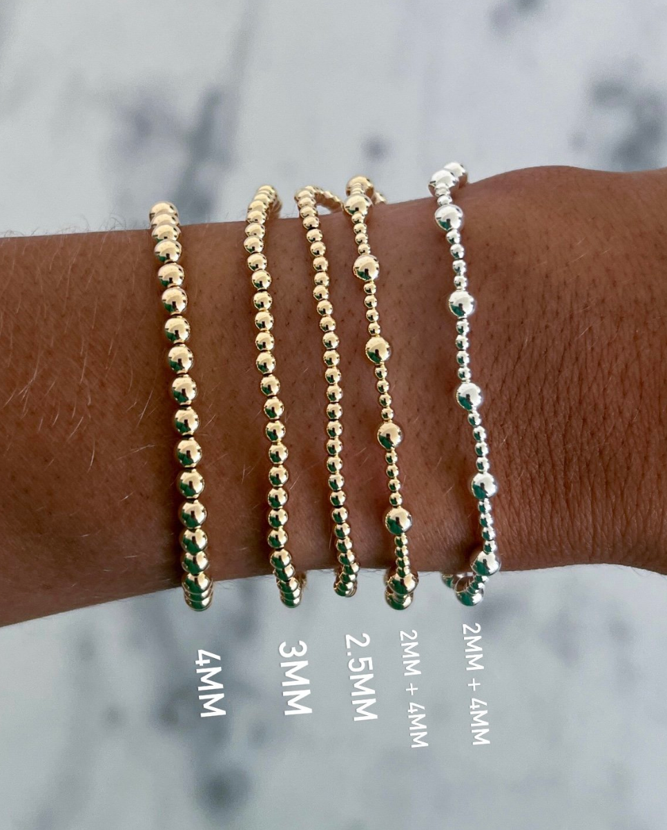 Gold Filled Stretch Beaded Bracelets