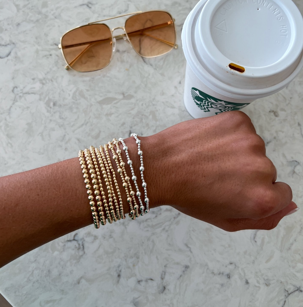 Gold Filled Stretch Beaded Bracelets