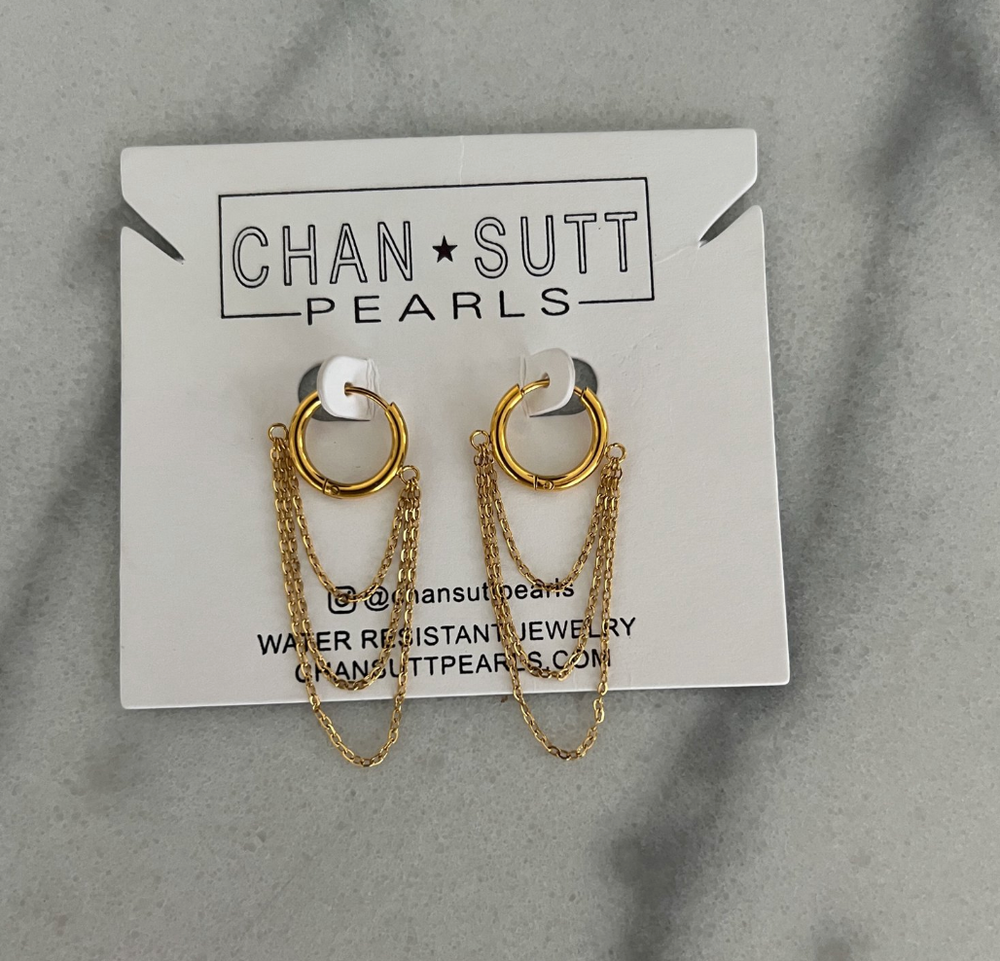 Blaire Gold hoop and chain earrings