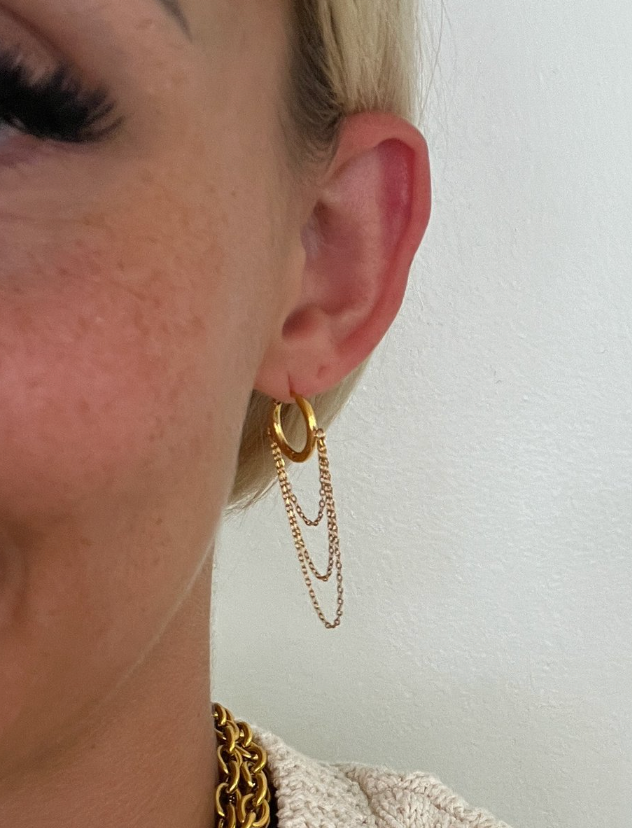 Blaire Gold hoop and chain earrings