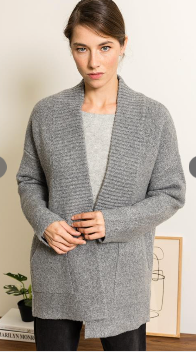 Open Front Charcoal Cardigan