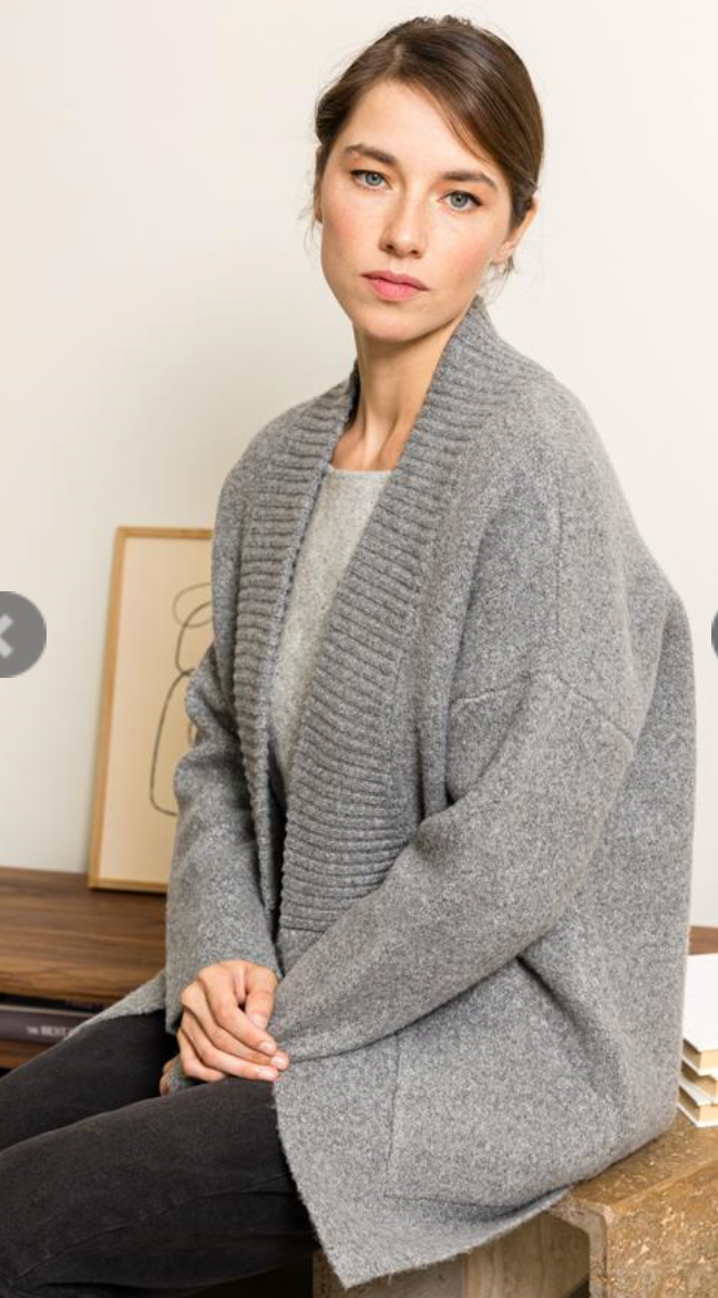 Open Front Charcoal Cardigan