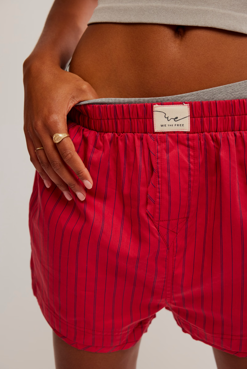 We The Free People Day To Day Striped Boxers in Red