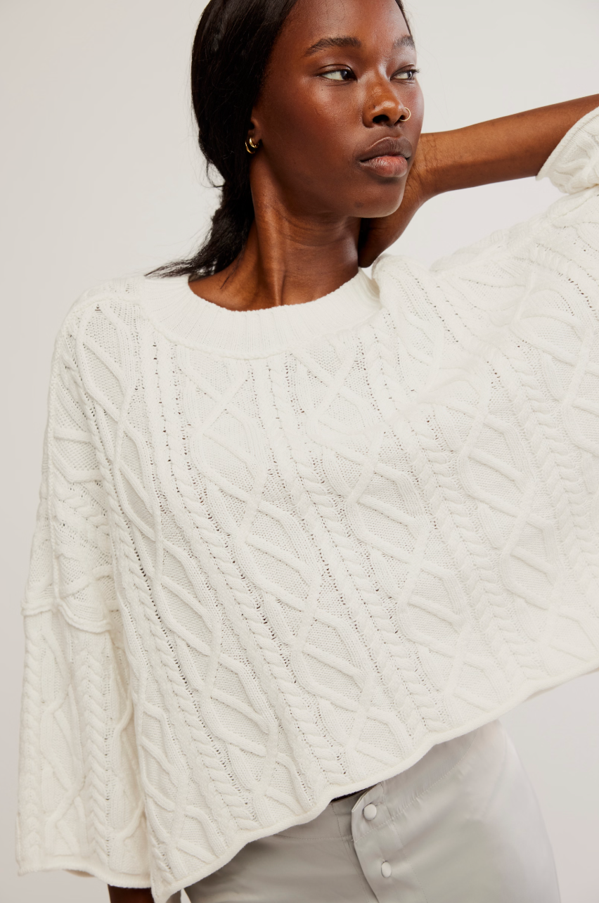 Free People Washed Ashore Oversized Cotton Crewneck Sweater