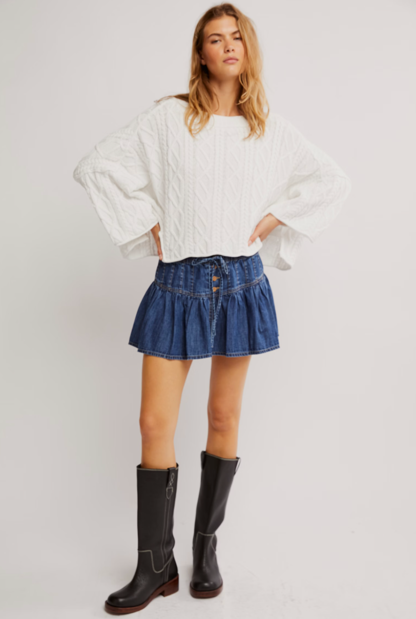 Free People Washed Ashore Oversized Cotton Crewneck Sweater