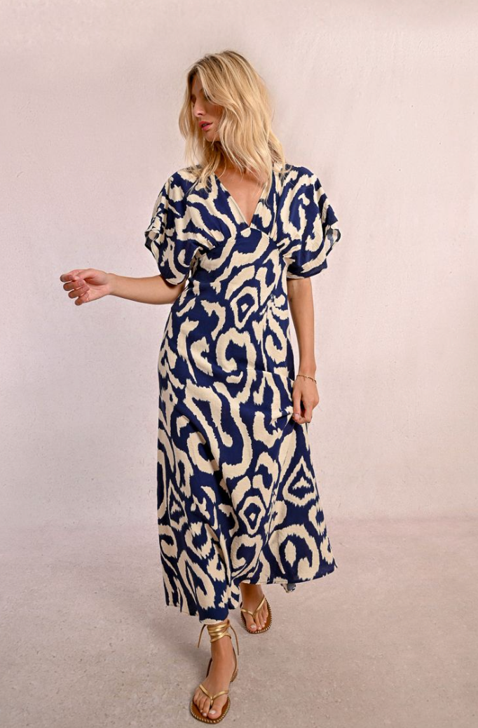 Geometric Print Maxi Dress