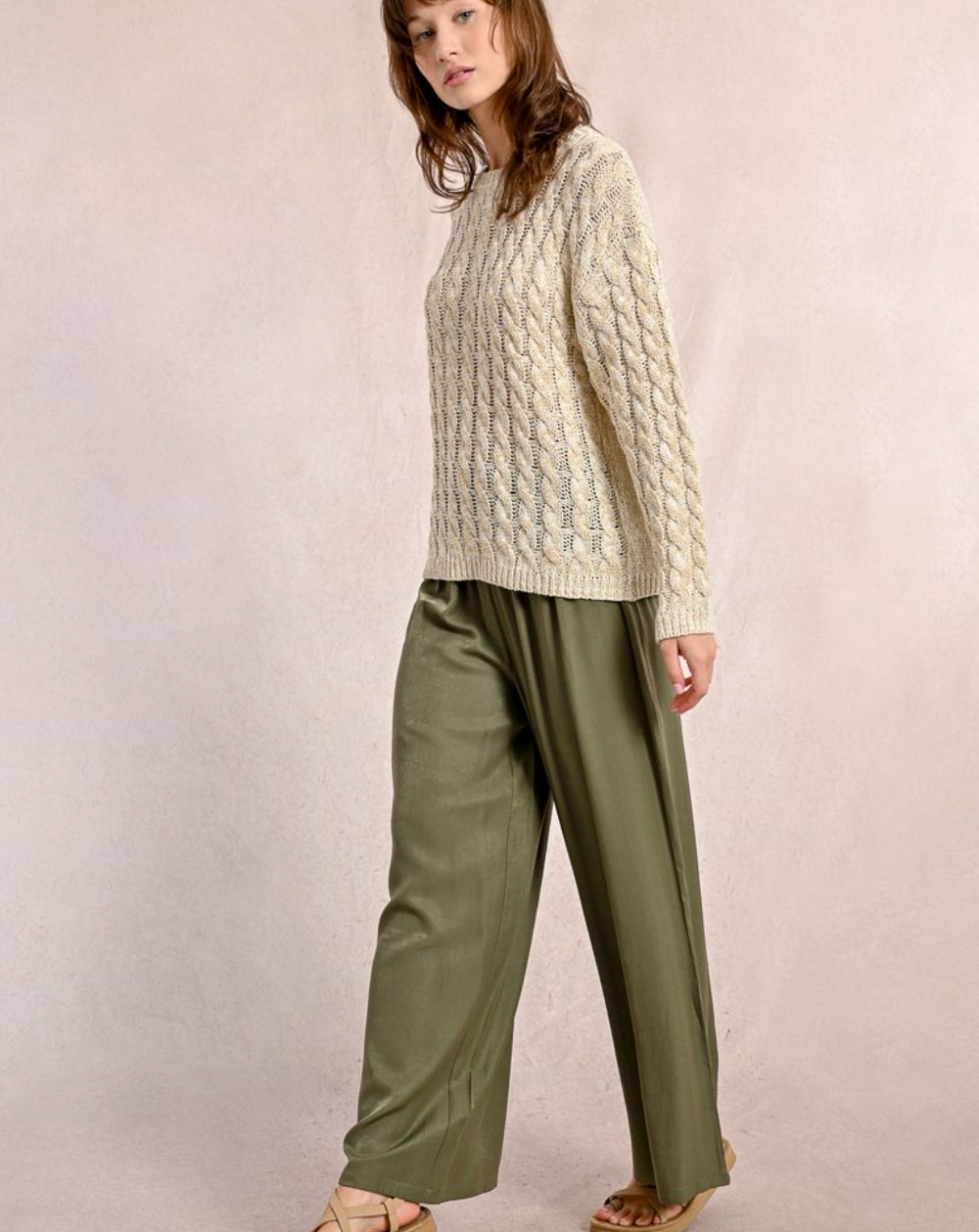 High Waisted Fluid Woven Pants