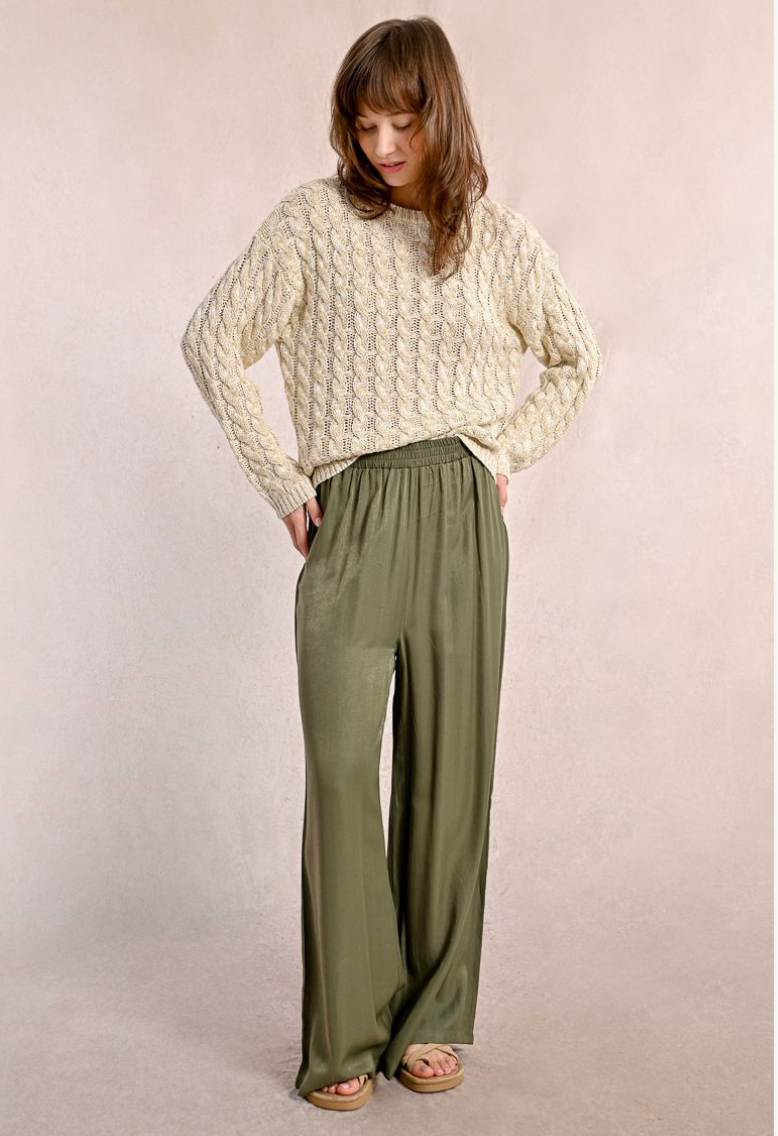 High Waisted Fluid Woven Pants