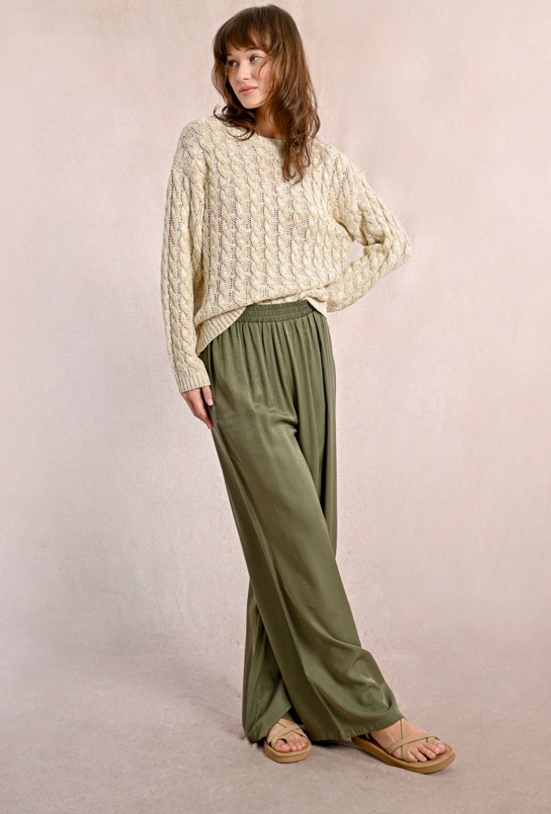 High Waisted Fluid Woven Pants