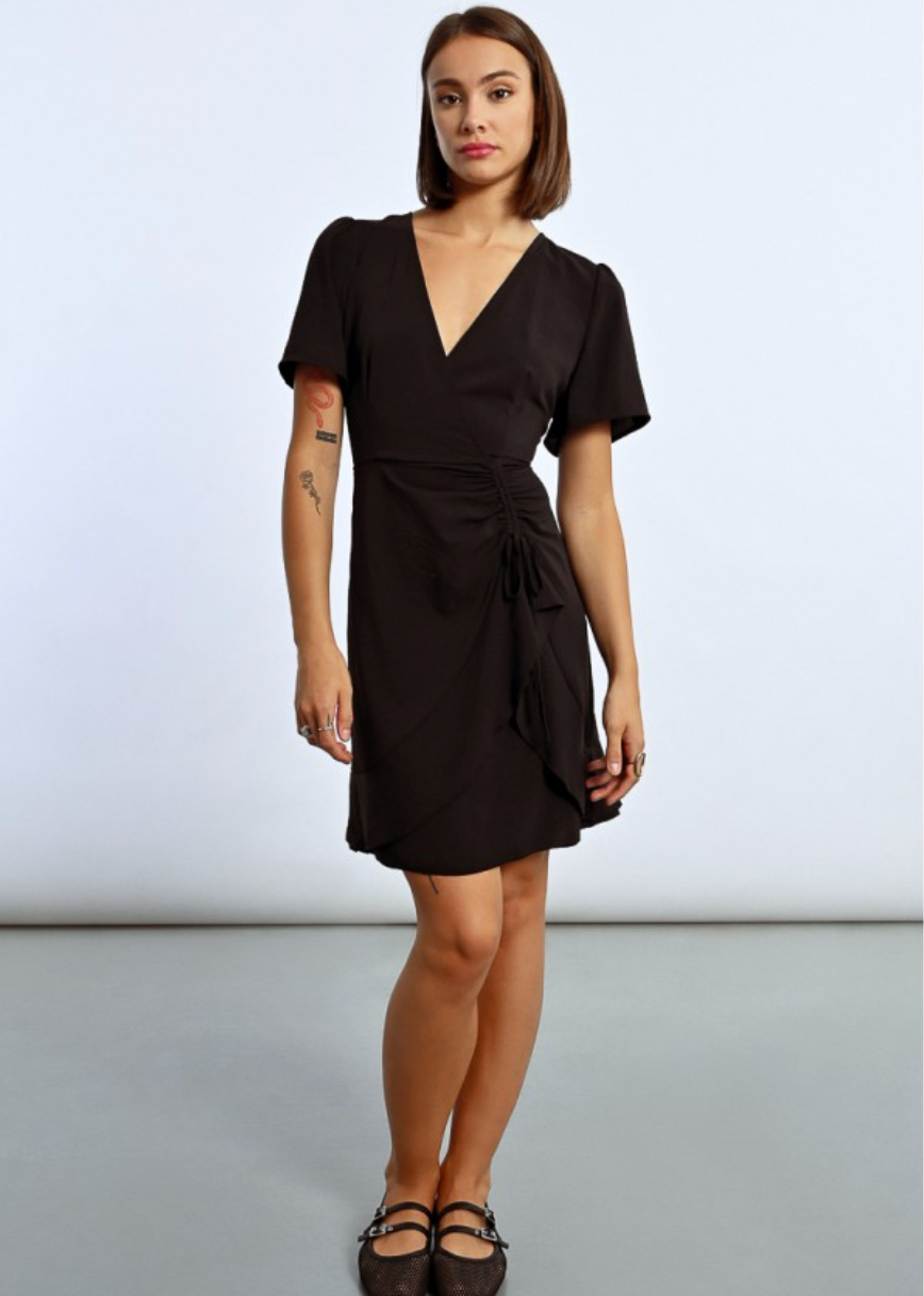 Simple Black Wrap Dress