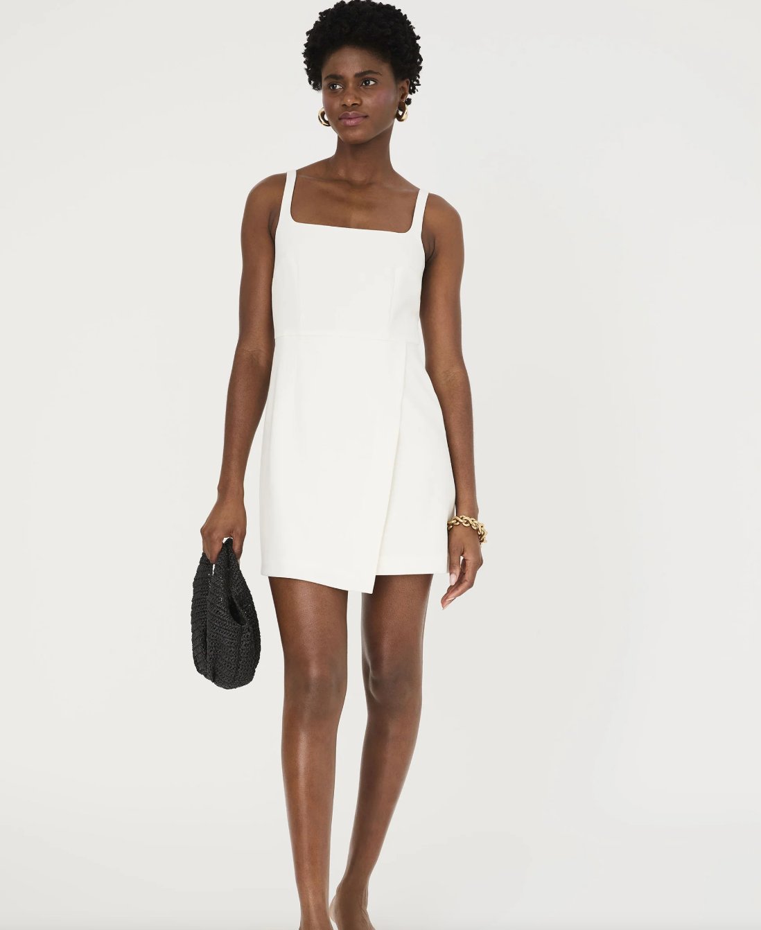 French Connection Whisper Strappy Envelope White Grad Dress