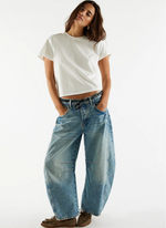 We the Free People Good Luck Mid Rise Barrel Denim in Milk or Ultra Light Wash