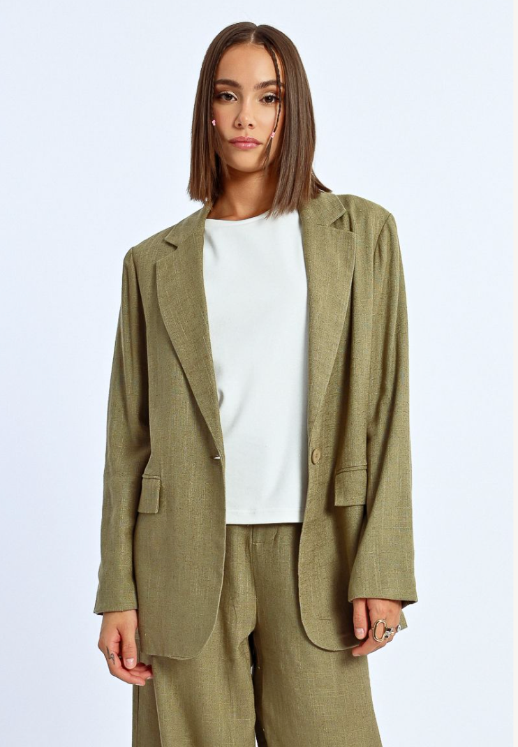 Khaki Linen Blazer