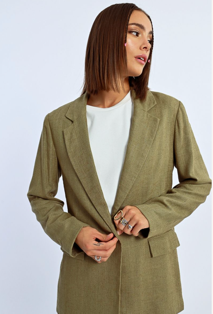 Khaki Linen Blazer