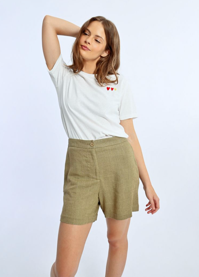 High Waisted Fluid Woven Linen Shorts