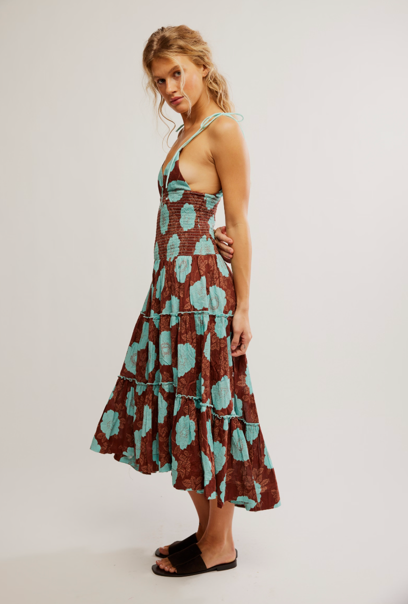 Free People Adriel Floral Midi Sun Dress