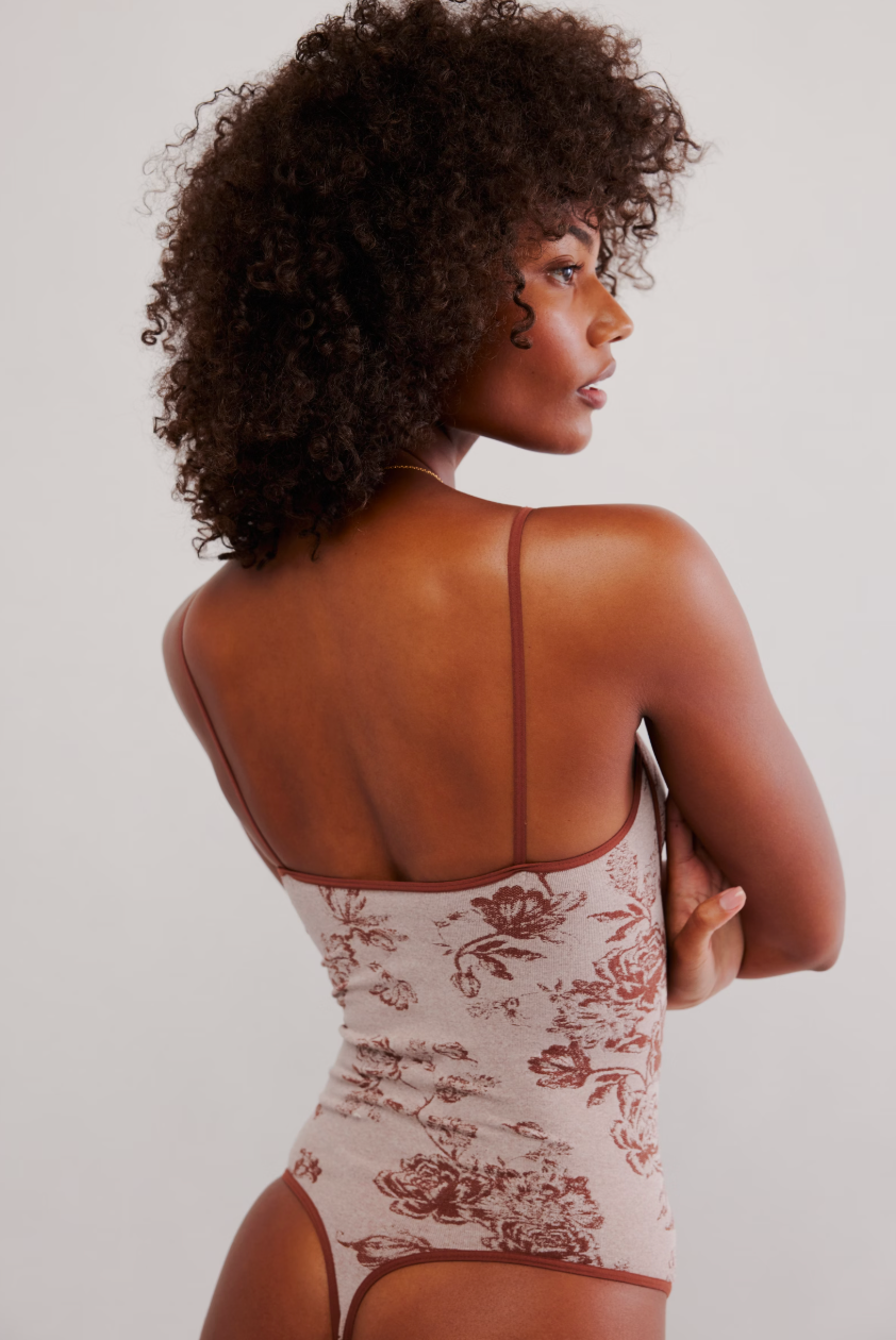 Free People Caught Your Eye Seamless Bodysuit in Withered Rose