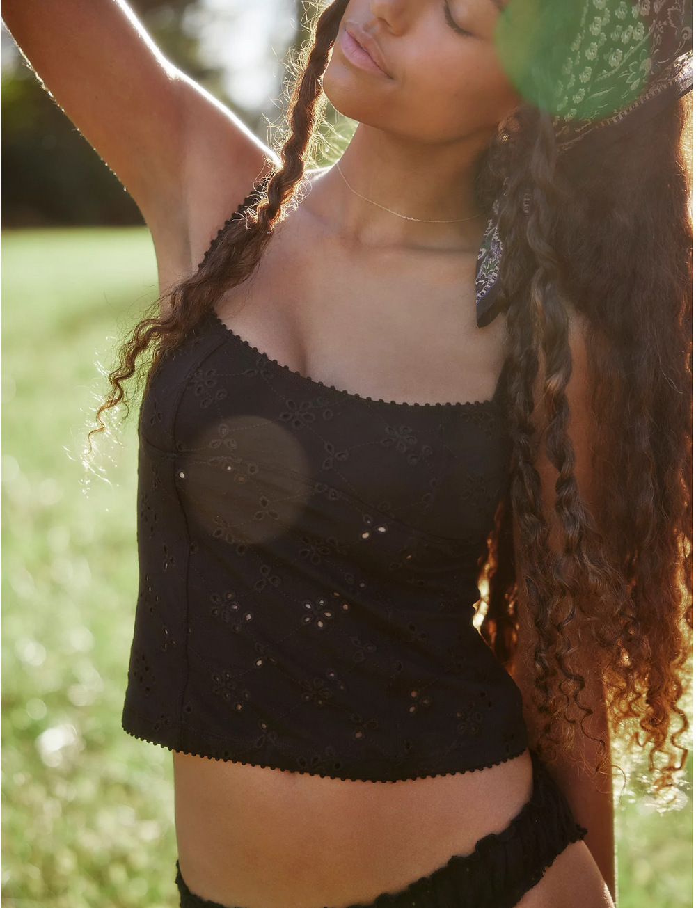 Free People Full Bloom Black Eyelet Cami