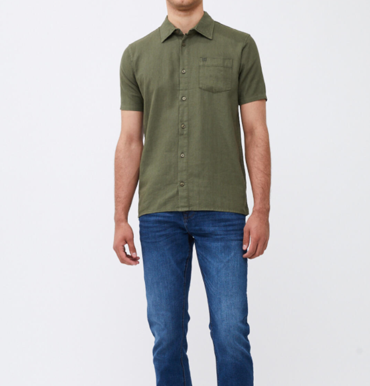 Mens Short Sleeve Linen Shirt