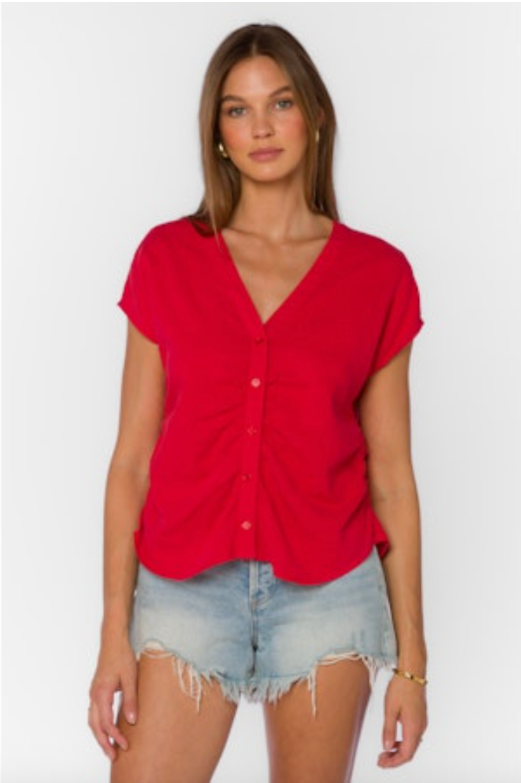 Alena Cap Sleeve Linen Top