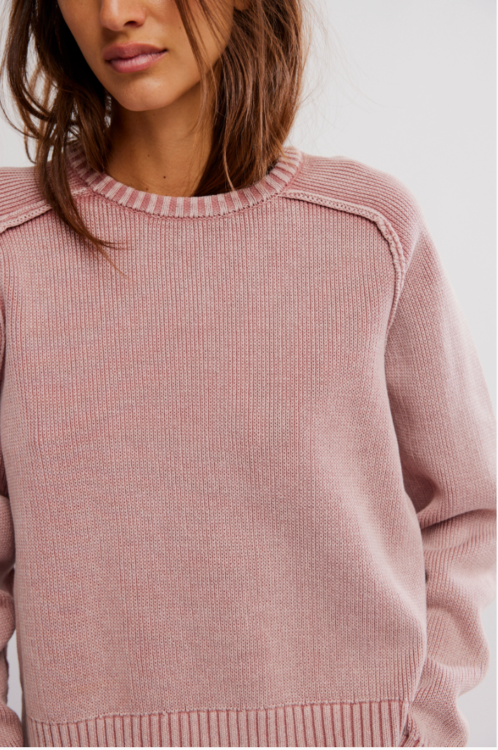 Free People Spring Street Pullover Sweater in Bijou Pink