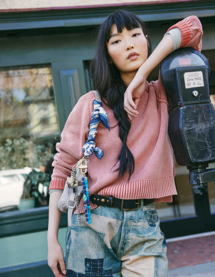 Free People Spring Street Pullover Sweater in Bijou Pink