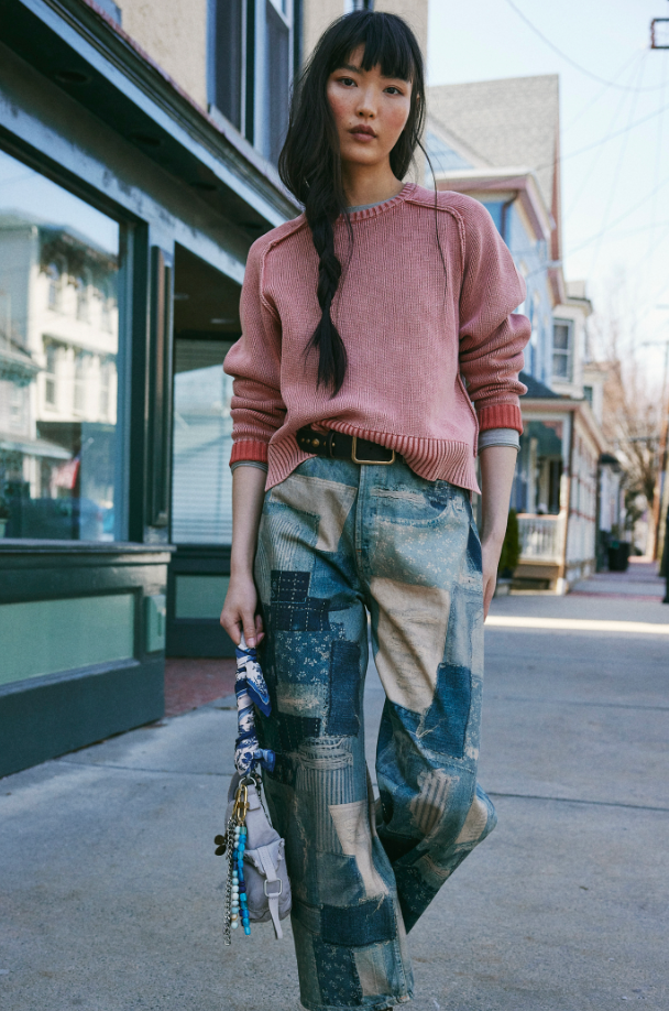 Free People Spring Street Pullover Sweater in Bijou Pink